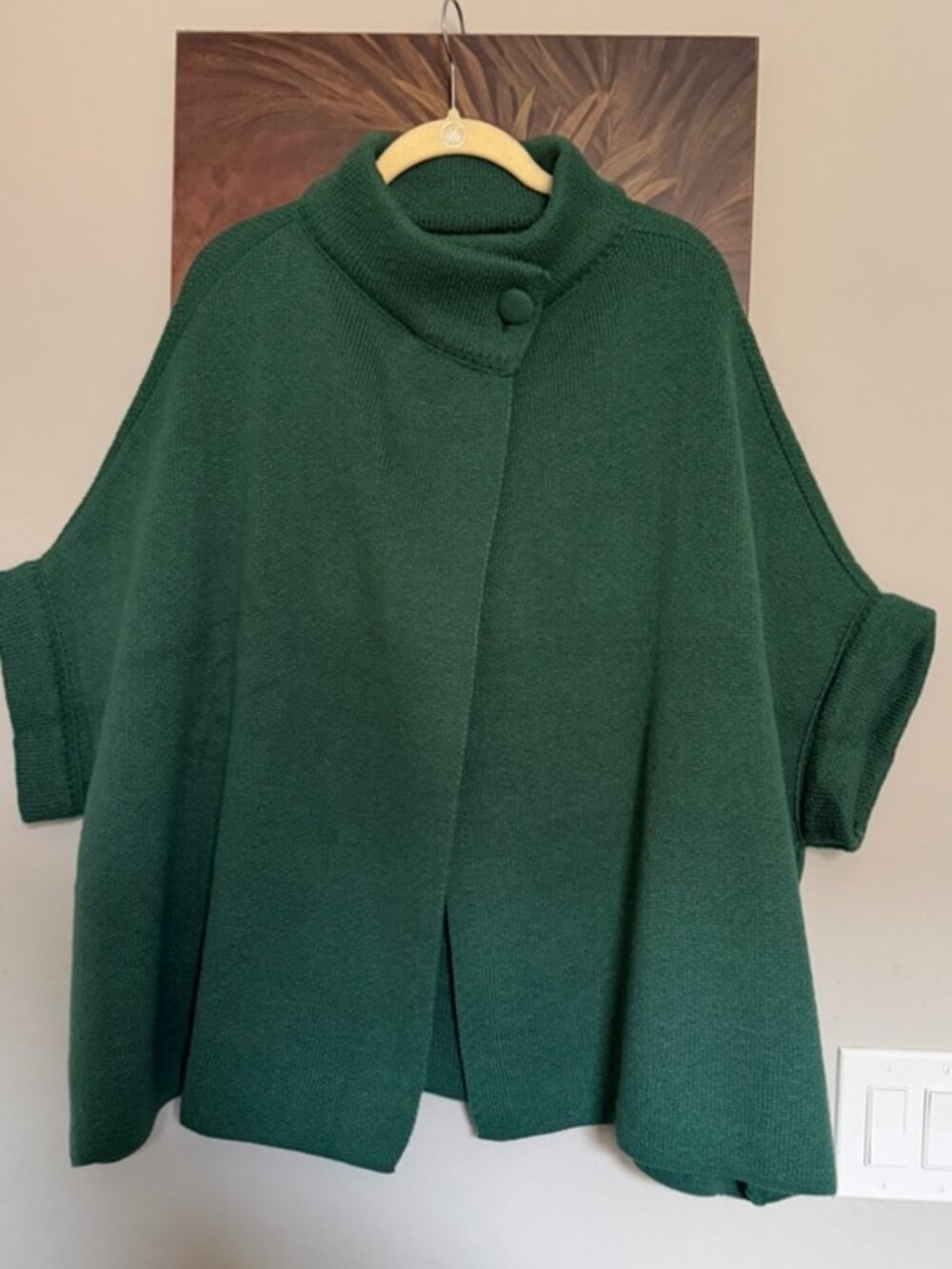 NEW Emerald Green 100% Acrylic Wool Cape Jacket by"Do Everything in Love" OSFA